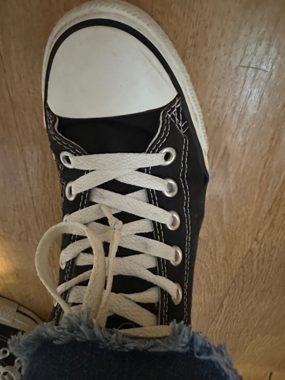 Converse Black High Top Canvas Sneakers with White Trim - Picture 14 of 16